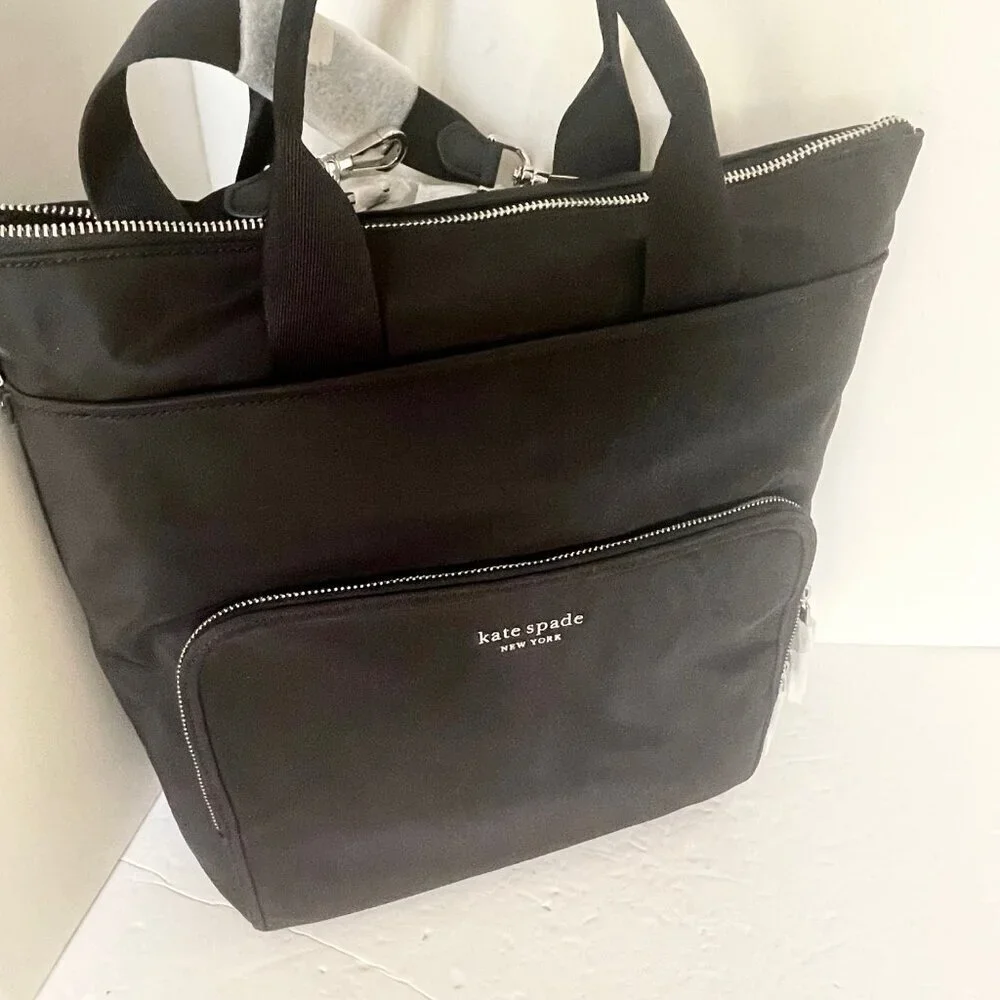 Kate Spade Sam KSNYL Nylon Convertible Tote Backpack Black